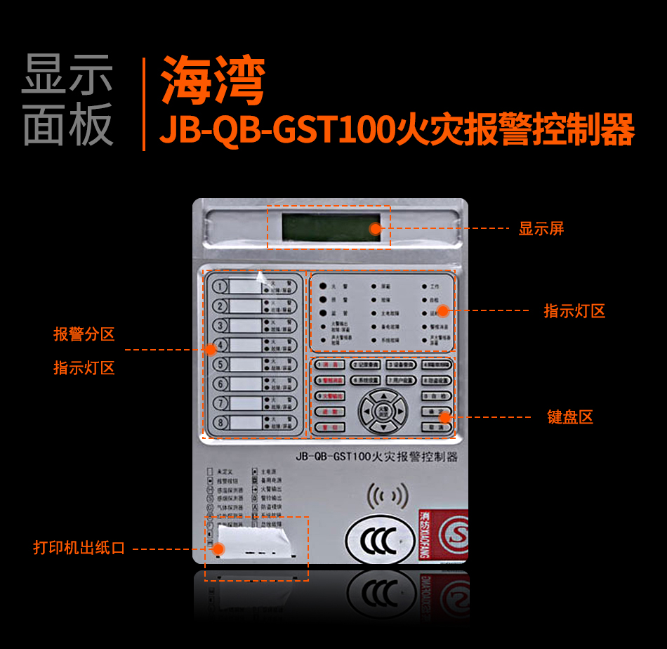甘肅海灣JB-QB-GST100甘肅火災報警控制器顯示面板